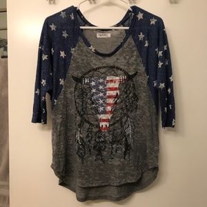 NEW Lauren Moshi Star Raglan Baseball Tee XS/S